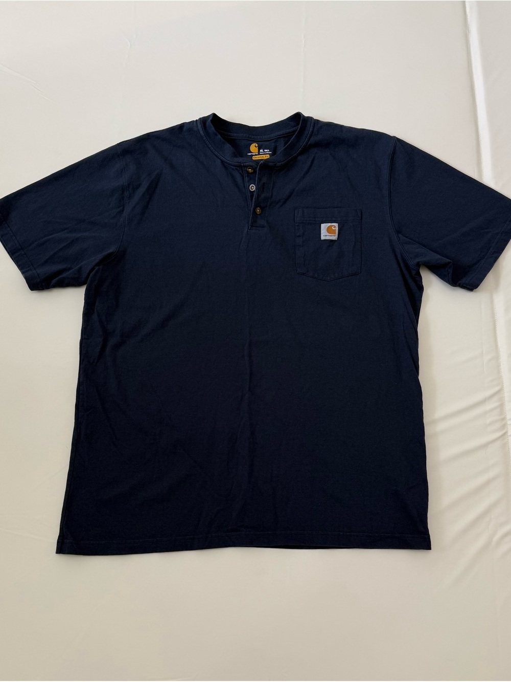 Carhartt Navy Short-Sleeve Henley with Chest Pocket